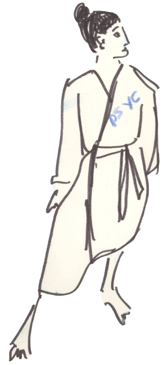 Woman in bath robe