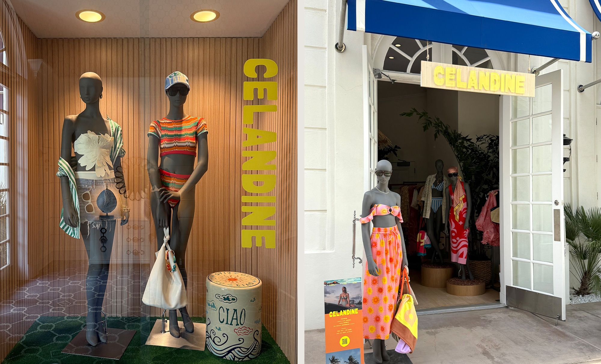 exterior view of celandine clothing store with mannequins